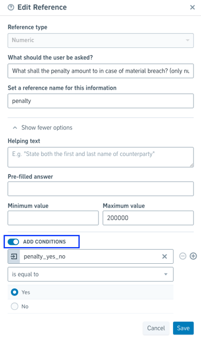 Add condition toggle in reference