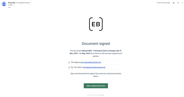 Open signed document email