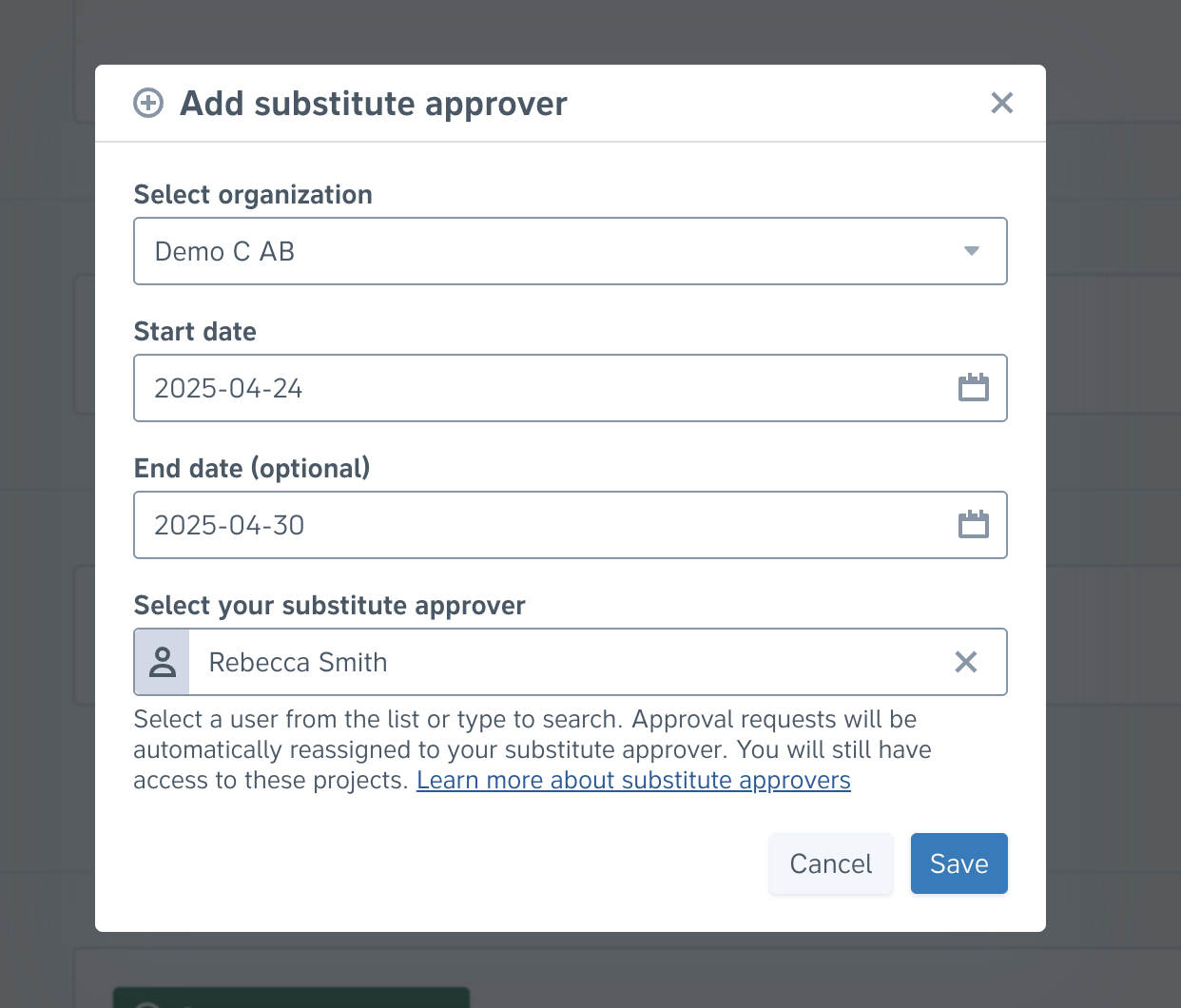 How do I add a substitute approver?